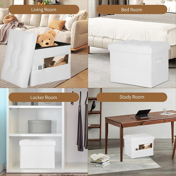 BelugaHelper Ottoman with Storage. Leather Foldable Ottomans with Thick Foam - Image 4