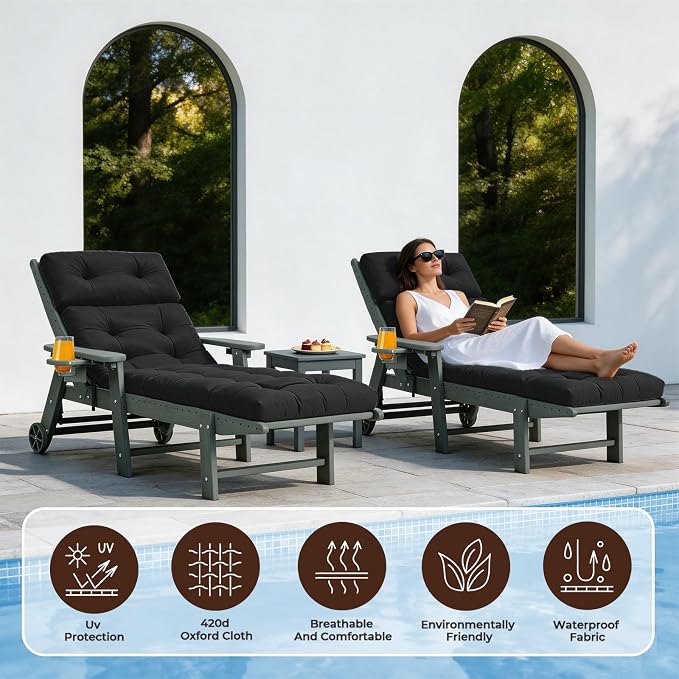 Chaise Lounge Cushion Outdoor, Waterproof Thick Patio Lounge Chair Cushion - Image 6