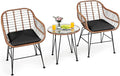 Tangkula 3 Pieces Patio Conversation Bistro Set, Outdoor Wicker Furniture by TANGKULA