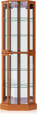 BELLEZE Lighted Curio Cabinet Corner Display Case by BELLEZE