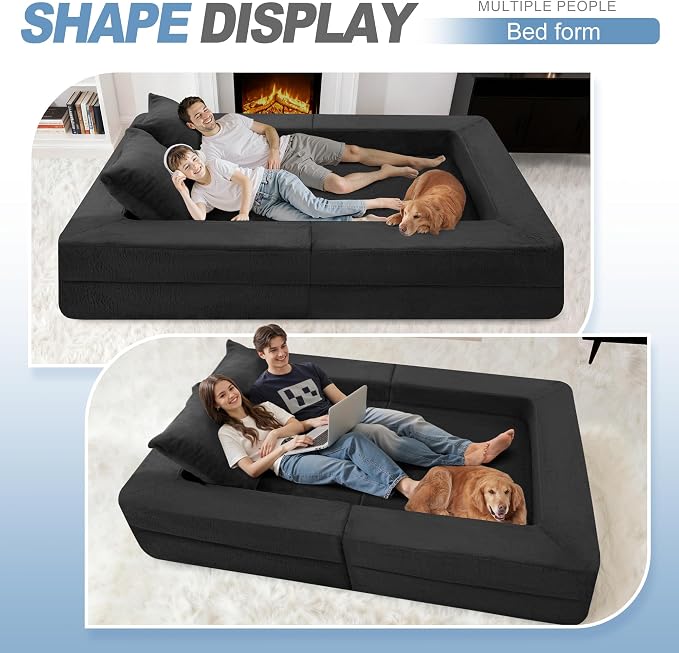 Futon Sofa Bed with Pillow, 3-in-1 Sleeper Sofa Bed with Removable Cover - Image 5