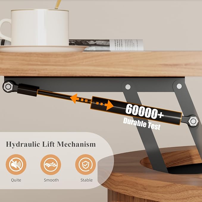 Easyego Lift Top Coffee Table for Small Spaces, 31.5" Mid-Century Modern Wooden - Image 3