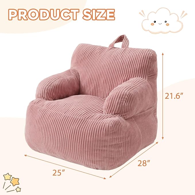 Bean Bag Chairs for Kids with Armrests, Comfy Kids Bean Bag Chair, Stuffed - Image 2