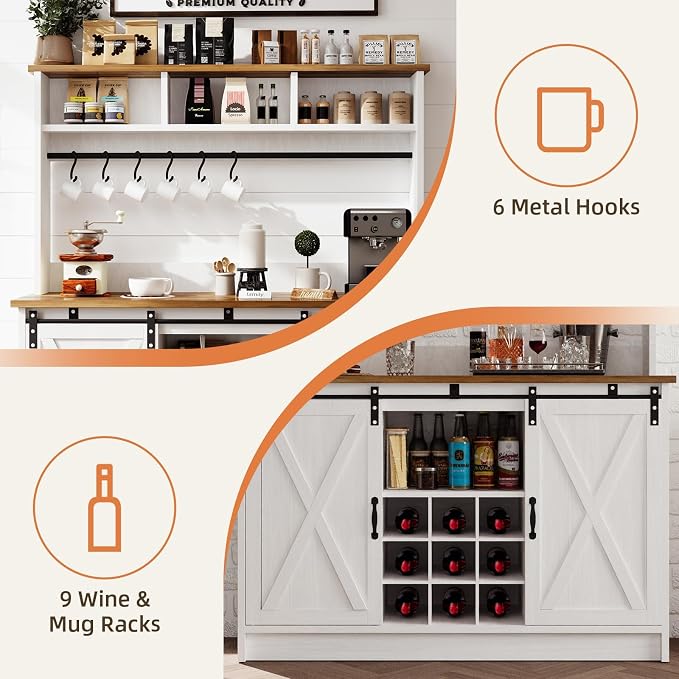 4ever2buy Farmhouse Coffee Bar Cabinet - Image 4