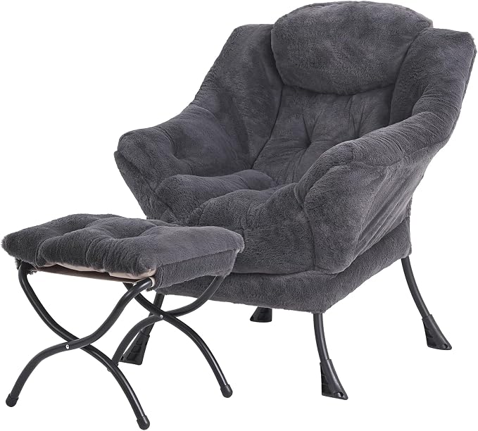 Tiita Lazy Chair with Ottoman, Modern Large Accent Lounge Chair, Leisure Sofa by TiitaHome