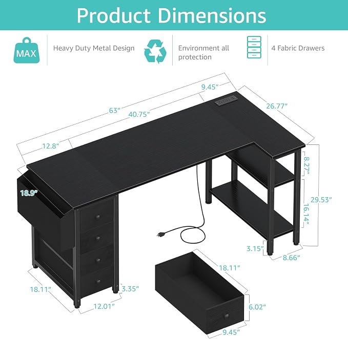 Lufeiya L Shaped Gaming Desk - Image 3