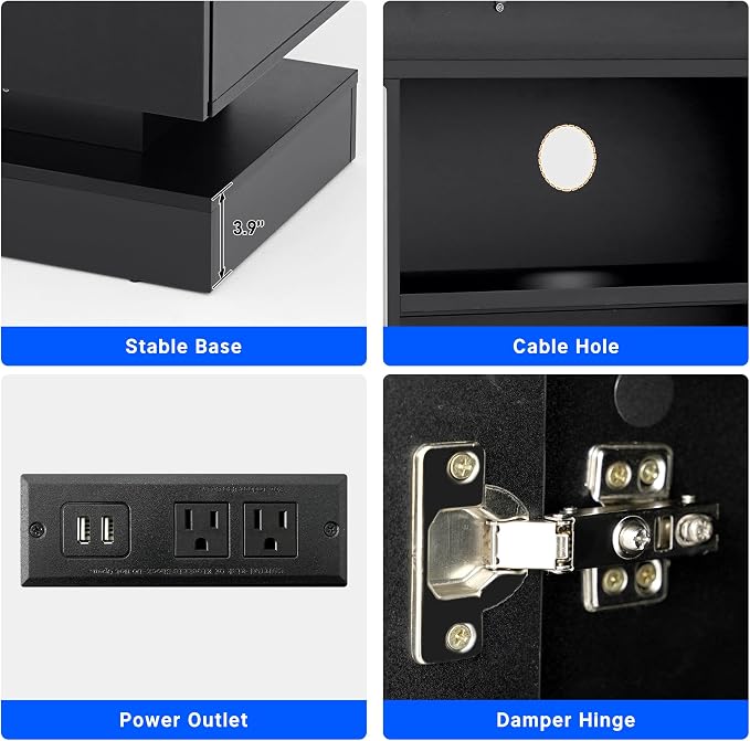 chartustriable 71IN LED TV Stands w/40 inch Fireplace Power Outlet - Image 7