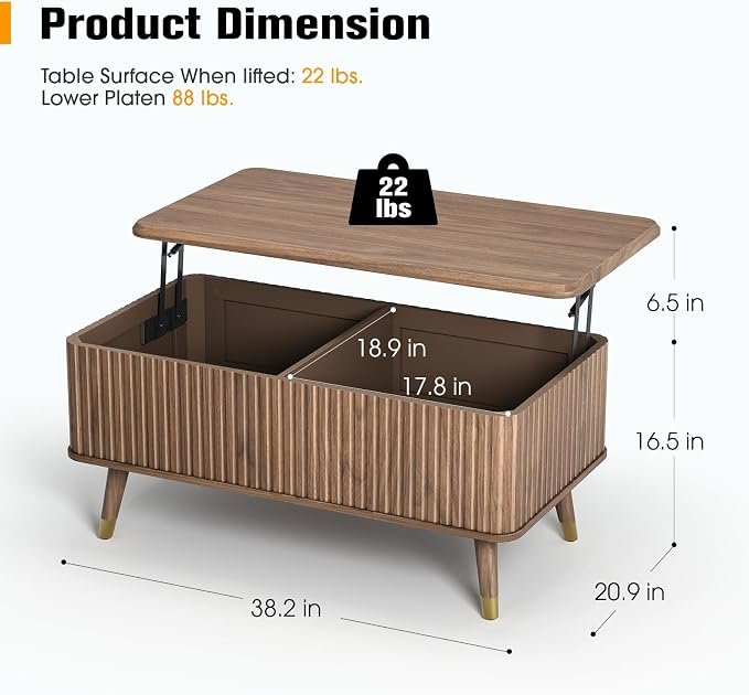 SULIVES Lift Top Coffee Table - Image 2