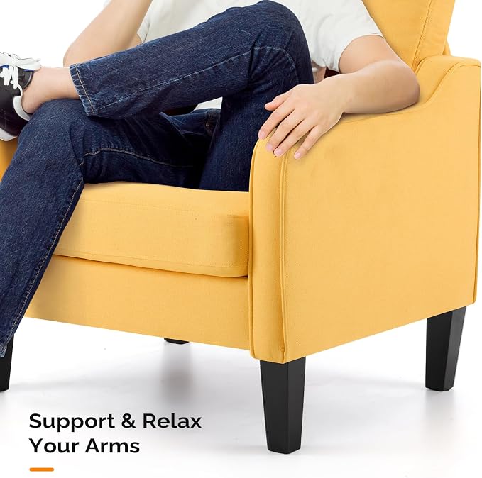 VINGLI Accent Chairs Set of 2 Living Room Chairs Yellow Reading Chair - Image 6