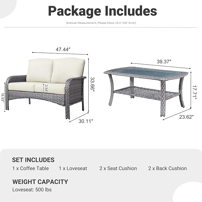 ovios 2-Piece Patio Furniture Set, Outdoor Wicker Sofa - Image 9