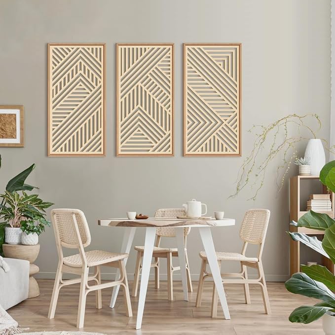 IARTTOP Large Boho Wooden Wall Art 16x32 Inch Framed Mid century Modern Wood - Image 3