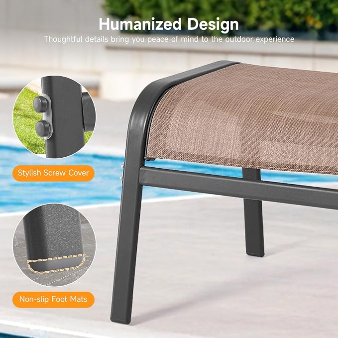 ONBRILL Outdoor Ottoman Set of 2, All Weather Outdoor Foot Stool - Image 7