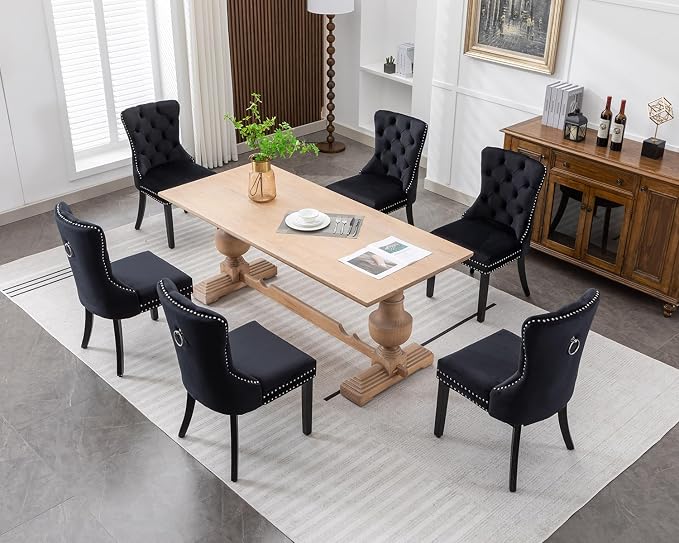 KCC Velvet Dining Chairs Set of 4, Upholstered High-end Tufted Dining Room Chair - Image 10