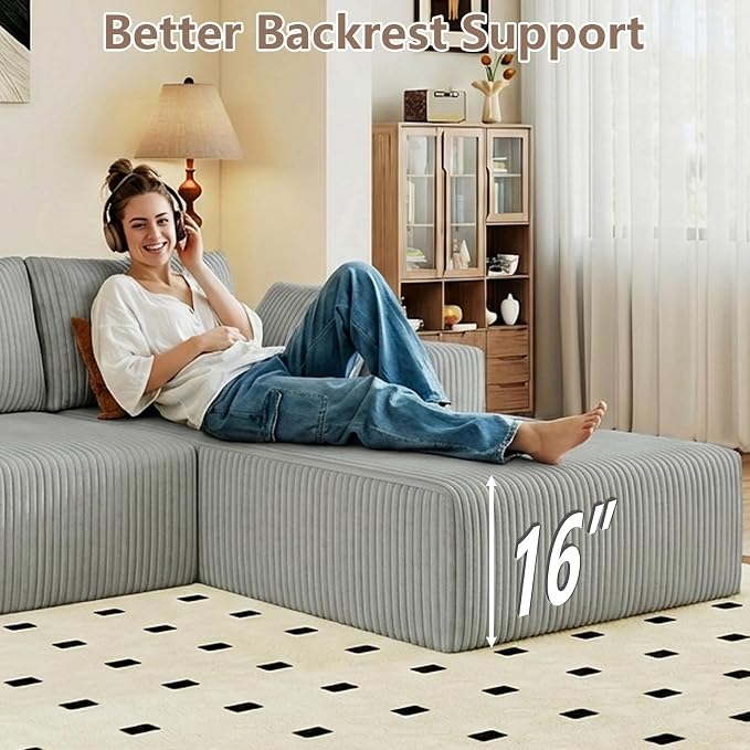 95" Cloud Sectional Couch U-Shaped Chaise - Image 5