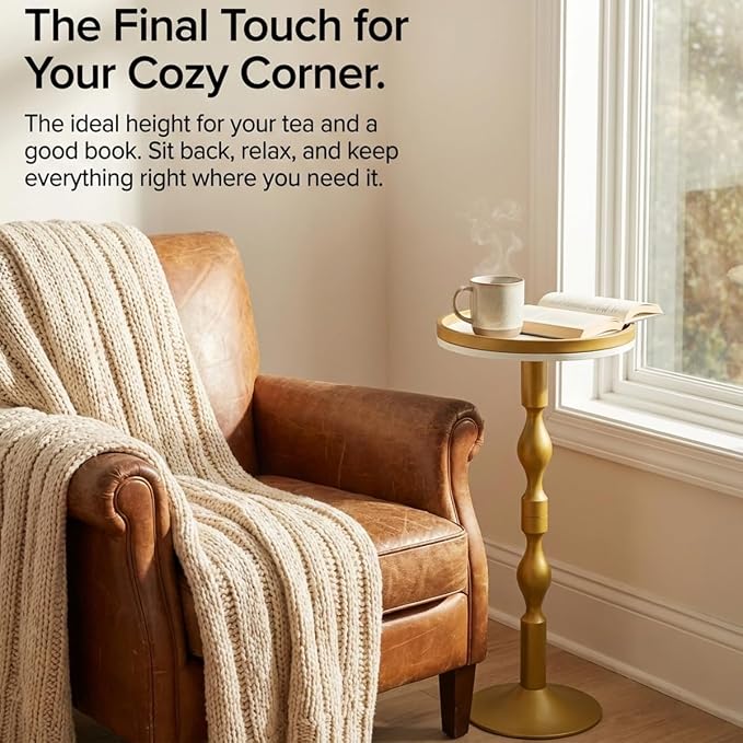Small Round Gold Side Table, Drink Table - Image 4