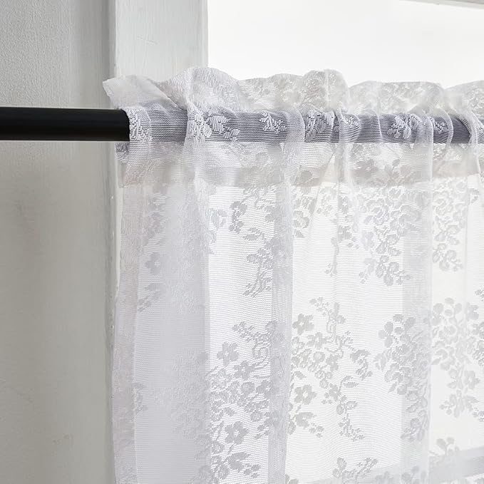 YJ YANJUN Vintage Lace Curtains 24 inch Length Victorian Floral Patterns Boho - Image 3
