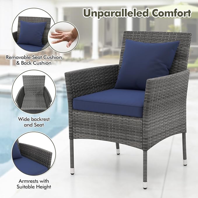 Tangkula 3-Piece Patio Furniture Set, PE Wicker Conversation Bistro Set w/A - Image 8