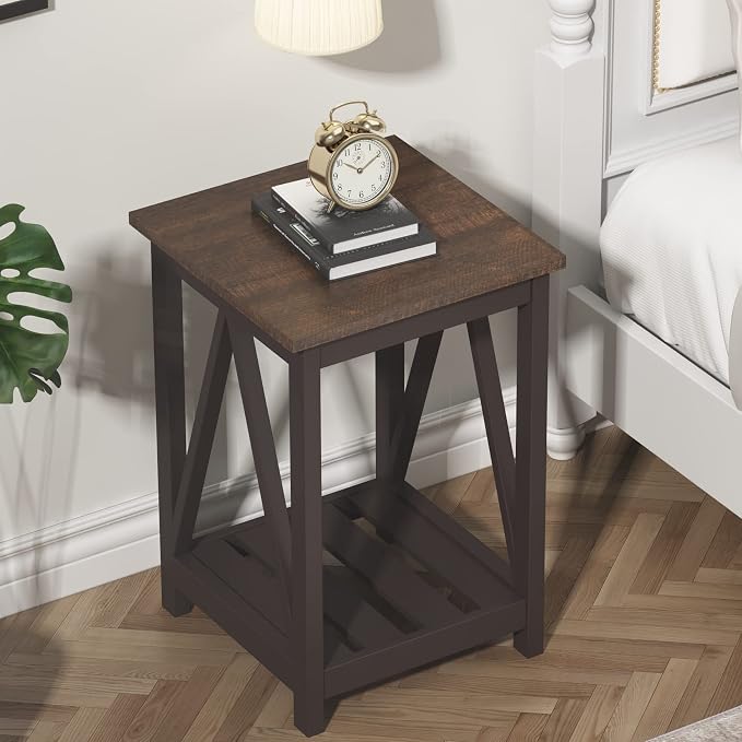ChooChoo Farmhouse End Table, Rustic Vintage End Side Table - Image 4