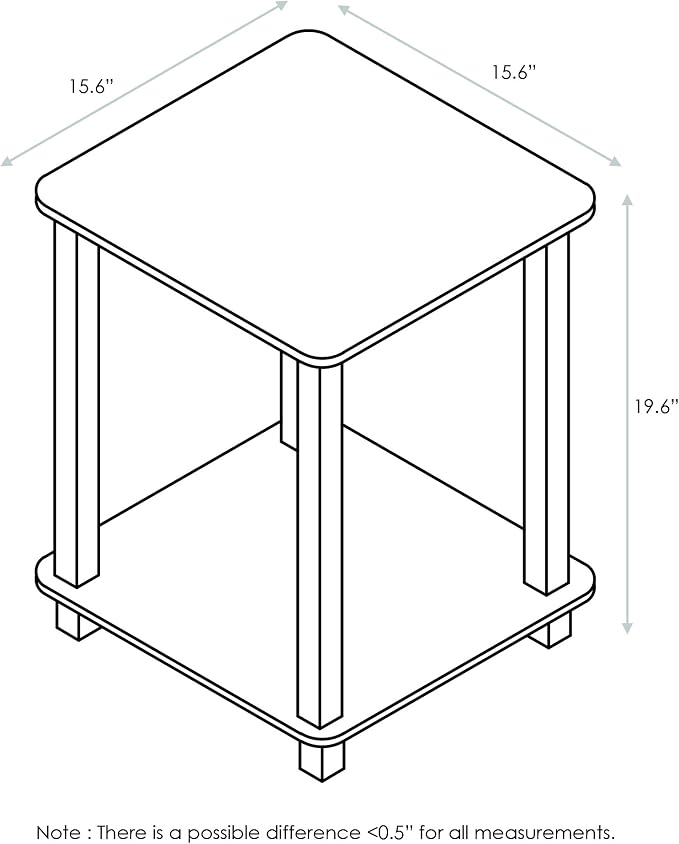 Furinno SIMPLISTIC Side Table Set of 2, 2-Tier Square Modern End Table - Image 3