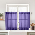 Purple Small Sheer Curtains Tier 24 Inches Length 2 Pieces, Light Filtering by Home