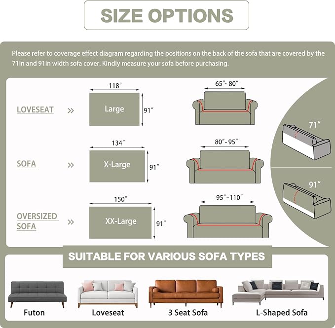 DREAMINGO Sofa Covers Washable Thick Chenille Couch Cover - Image 2