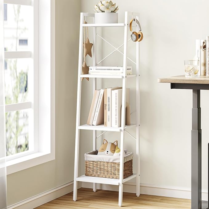 Hzuaneri Ladder Shelf, Bookshelf Bookcase, Freestanding Corner Storage Shelve by Hzuaneri