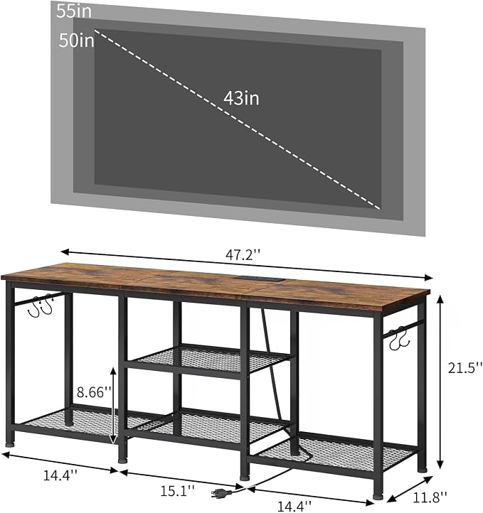 YGEOMER TV Stand for Up to 55 Inch Tvs, Entertainment Center - Image 2