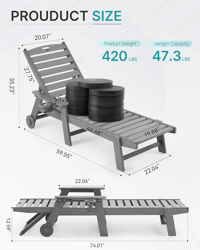 Patio Chaise Lounge Chair Outdoor - Image 2