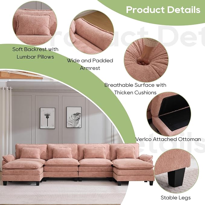 Oprisen 154" Modular Sectional Sofa, Comfy Cloud Couch Sectional Sofa - Image 6