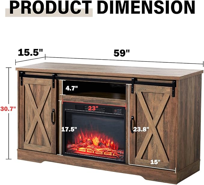 AMERLIFE 59" Fireplace TV Stand - Image 6