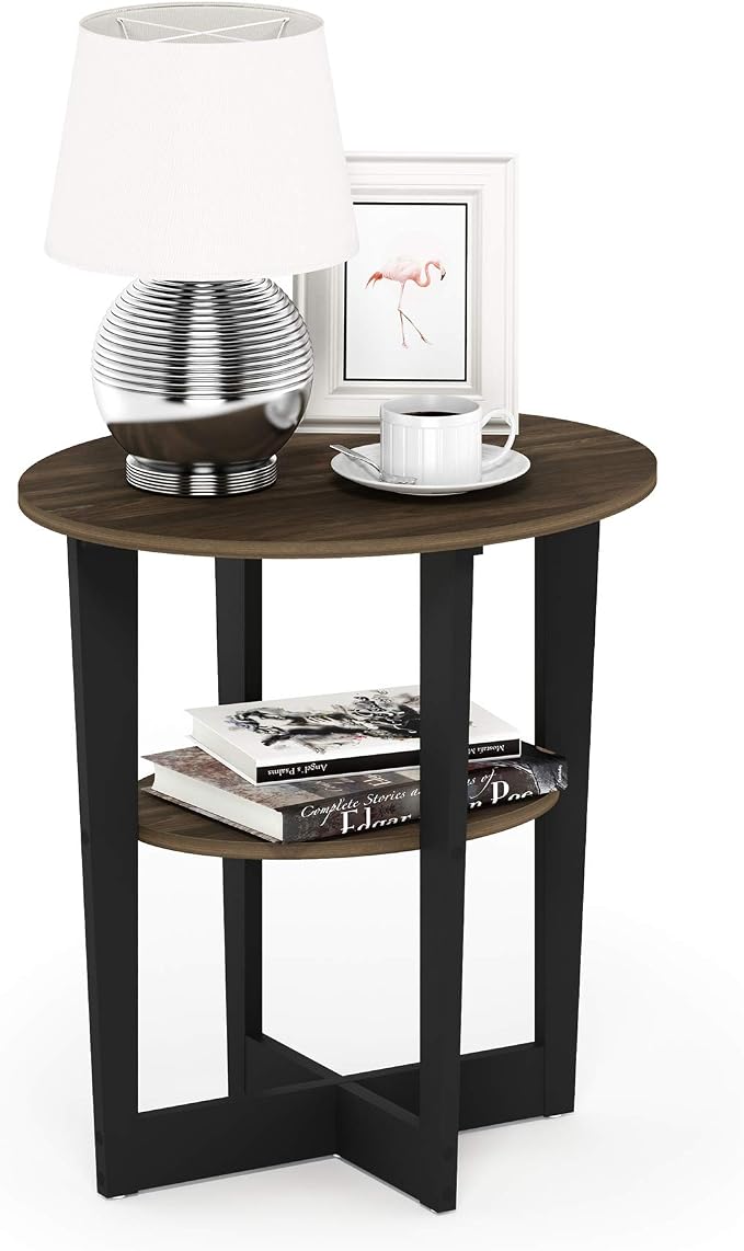 Furinno JAYA Side Table, 2-Tier Round Modern End Table by Furinno-FitsYourSpaceFitsYourBudget