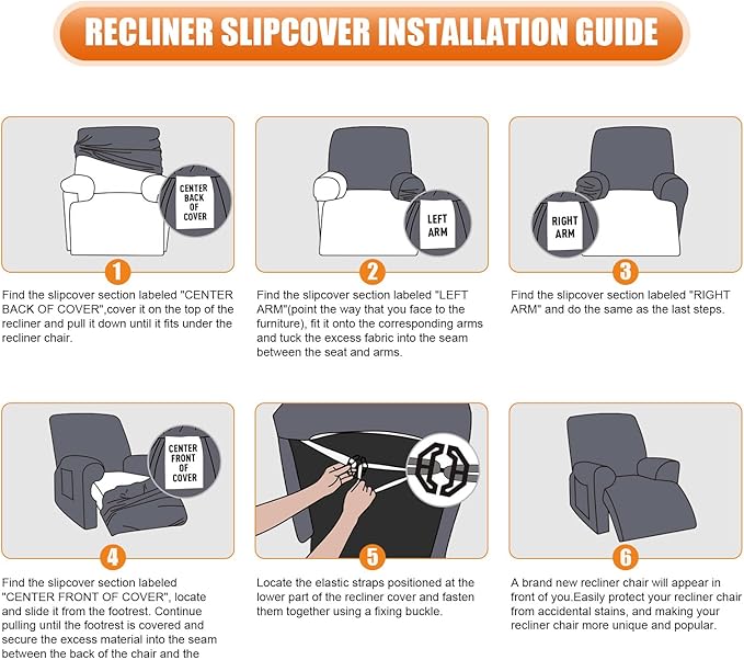 VANSOFY Oversized Recliner Chair Cover, 4-Pieces Stretch Recliner Covers - Image 6