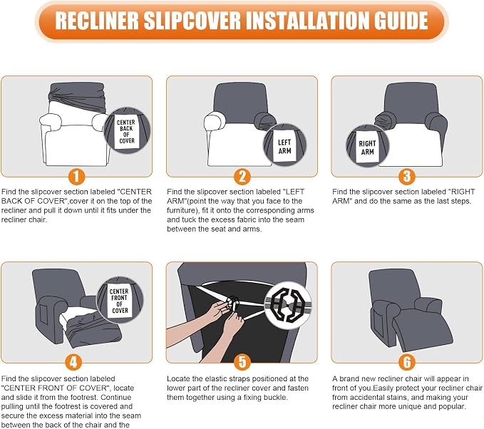 VANSOFY Oversized Recliner Chair Cover, 4-Pieces Stretch Recliner Covers - Image 6