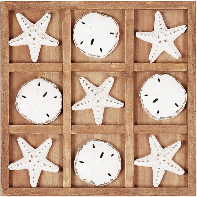 NIKKY HOME Beach Tic Tac Toe for Fun Starfish Sand Dollar Coastal House Coffee by NIKKYHOME