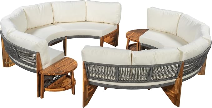 VilroCaz 3-Piece Outdoor Patio Furniture Sectional Sofa Set, 2 Semi-Circle Sofas - Image 9