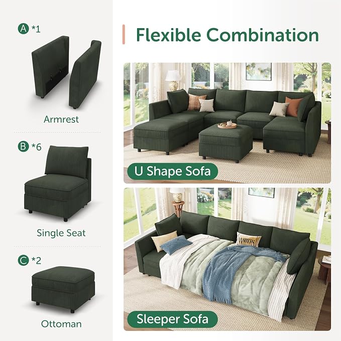 HONBAY Modular Sofa Sectional Sleeper Couch - Image 4