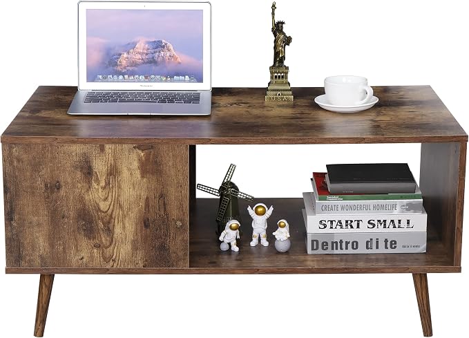 ZenStyle Mid Century Modern Coffee Table, Wooden Retro Coffee Table - Image 8