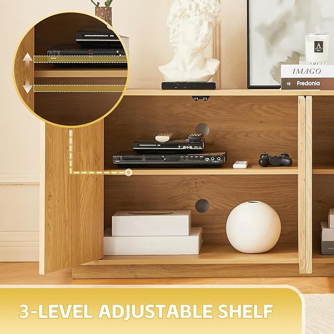 64'' Fluted TV Stand for TVs up to 75'', Modern Long Media Console - Image 4