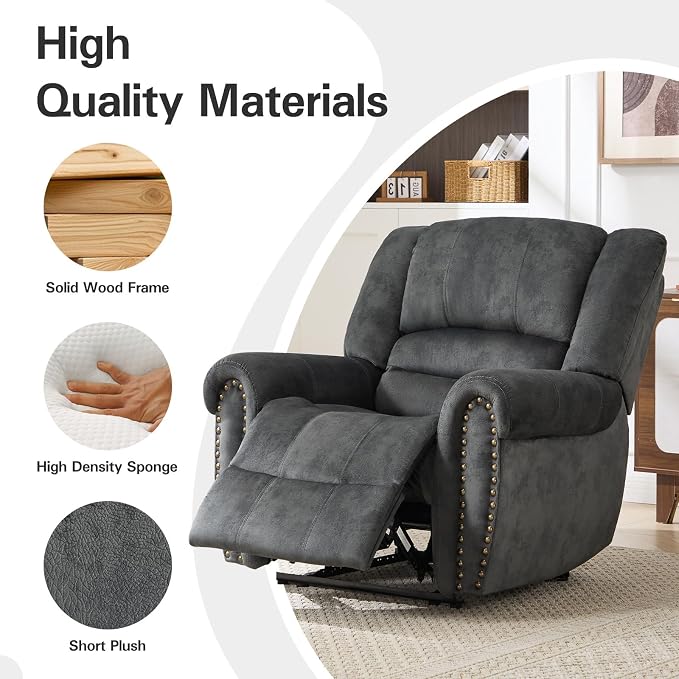 CANMOV Manual Recliner Chair, Classic and Traditional Fabric Recliner Chair - Image 5