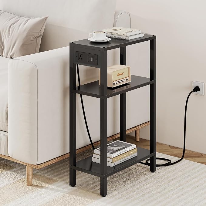 TUTOTAK Narrow Side Table with Charging Station, Small End Table with USB Ports - Image 4