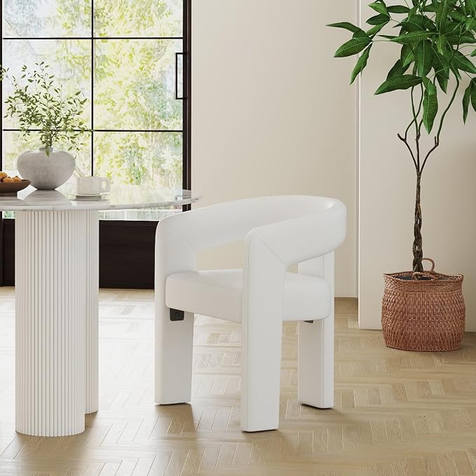 RIVOVA Modern Barrel Dining Chair, PU Leather Upholstered Accent Side Chair by RIVOVA