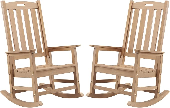 Psilvam Oversized Outdoor Rocking Chair Set of 2, Porch Rocker by PsilvamGardenFurniture