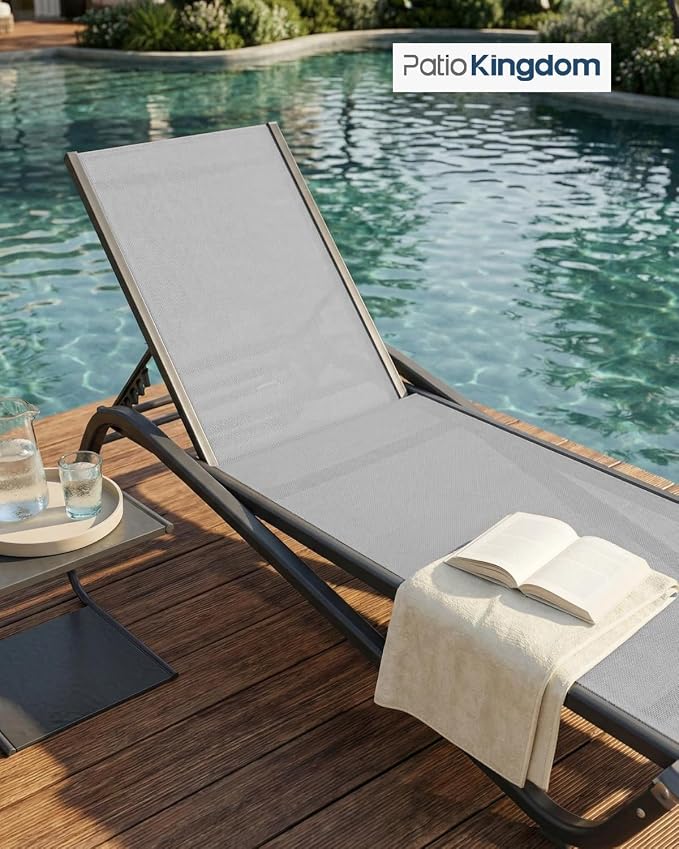 Adjustable Patio Chaise Lounge Chair, Outdoor Pool Lounger - Image 7