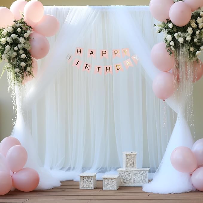 White Sheer Backdrop Curtains Tulle Backdrop Curtain - Image 4
