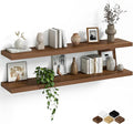 Fun Memories Floating Shelves for Wall, 48 Inch Long Set of 2 Rustic Wood Wall by FunMemories