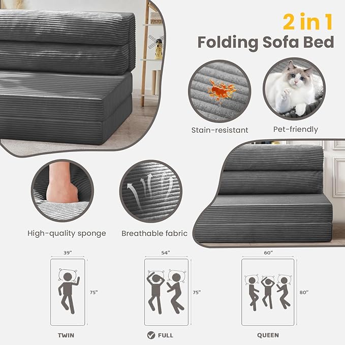 JUIKURY Folding Sofa Bed, Convertible Sleeper Chair - Image 7