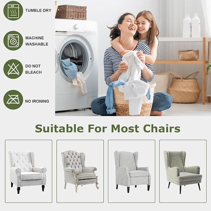 HAOYONG Wing Chair Slipcovers Printed Wingback Chair Covers 2 Pieces Wingback - Image 6