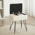 Vanity Stool Chair, Faux Teddy Fur Ottoman Foot Stool by Leesingdo