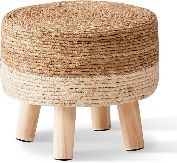 Cpintltr Foot Stool Natural Seagrass Hand Weave Poufs Round Ottoman by CpintltrFruniture