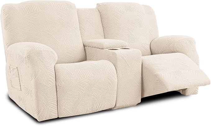 Recliner Loveseat Covers with Console, 6-Piece Stretch Geometric Strokes by Unknown